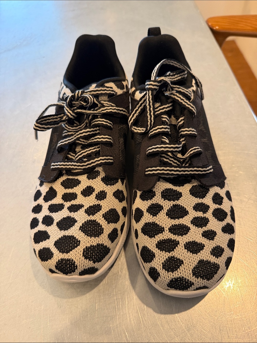Avia Black and Cream Leopard Print Athletic Sneakers